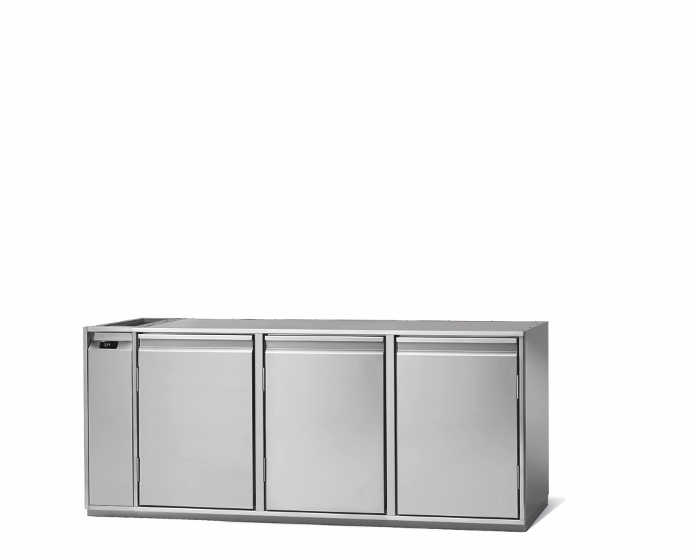 3-DOOR REFRIGERATED BEVERAGE COUNTER, 680mm DEPTH