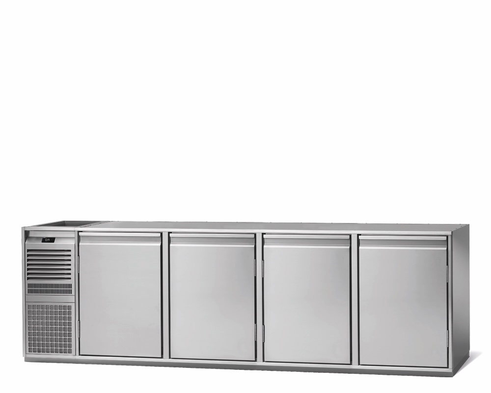 4-DOOR REFRIGERATED BEVERAGE COUNTER, 680mm DEPTH