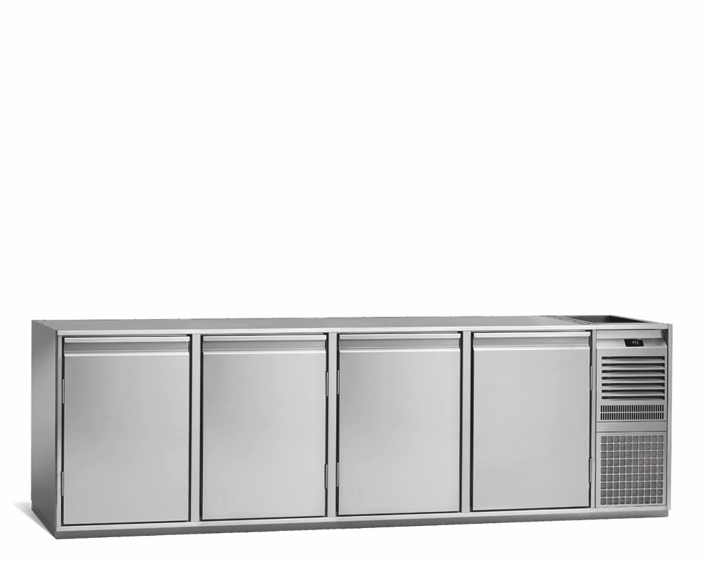 4-DOOR REFRIGERATED BEVERAGE COUNTER, 680mm DEPTH