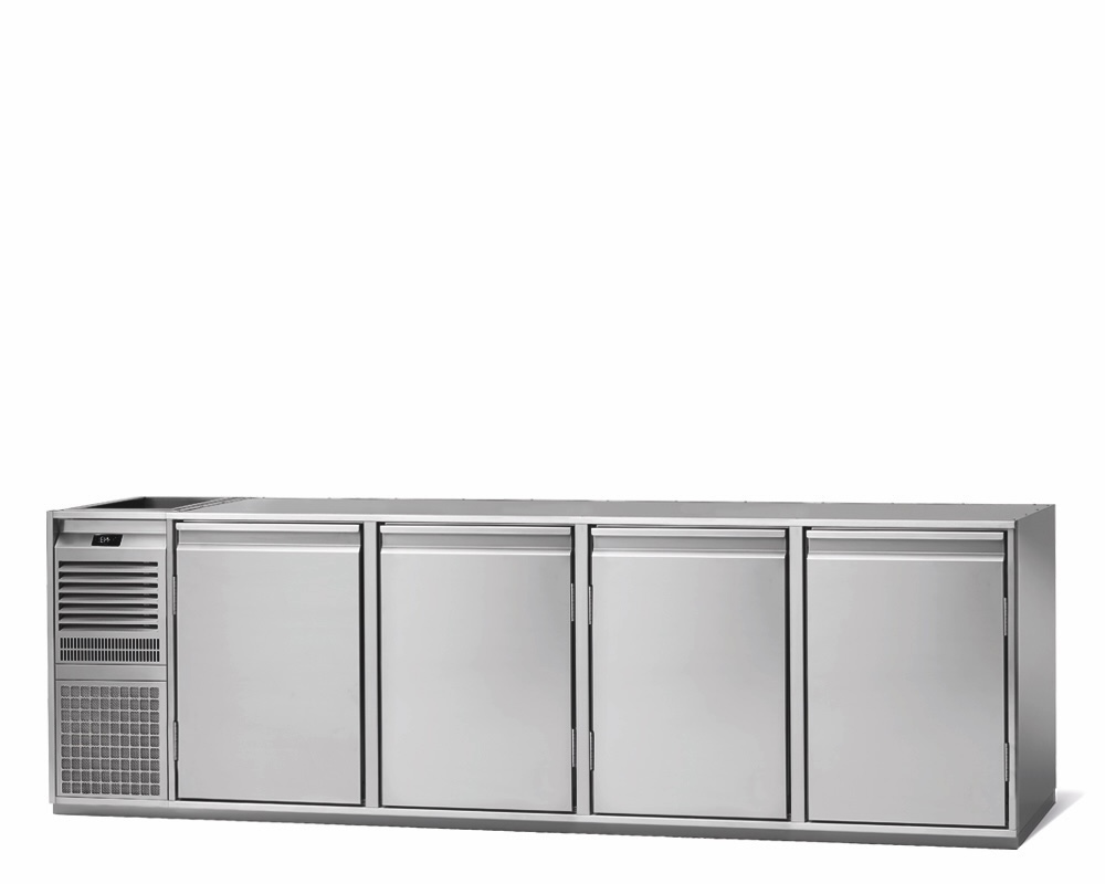 4-DOOR REFRIGERATED BEVERAGE COUNTER, 680mm DEPTH