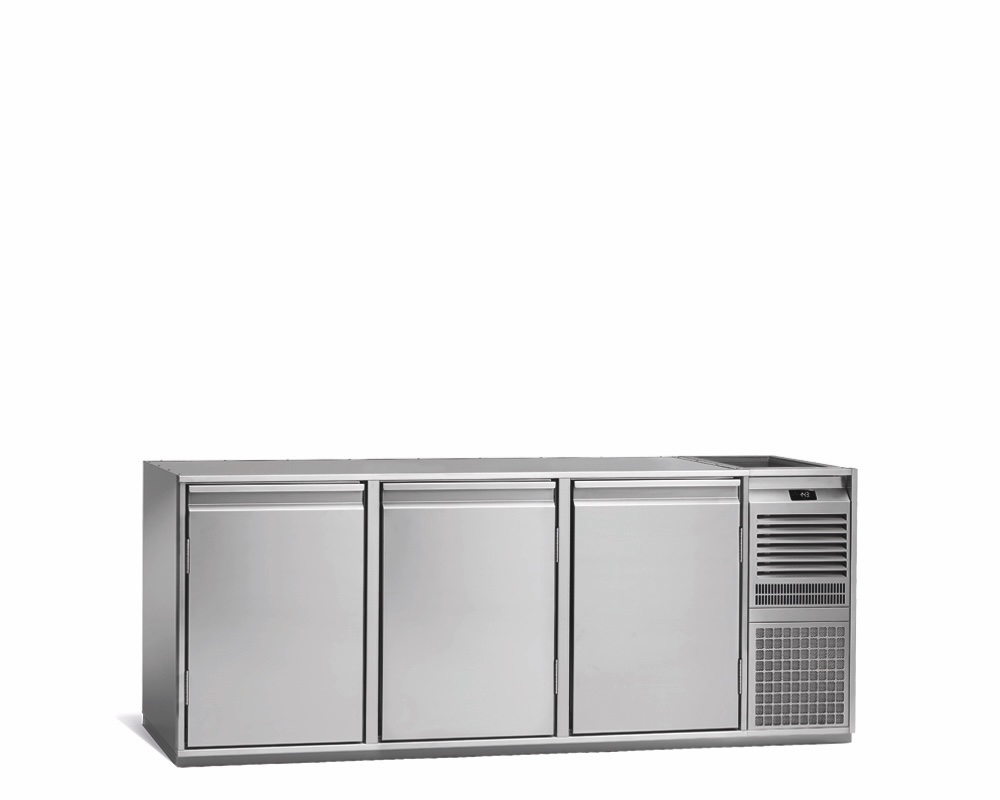3-DOOR REFRIGERATED BEVERAGE COUNTER, 580mm DEPTH