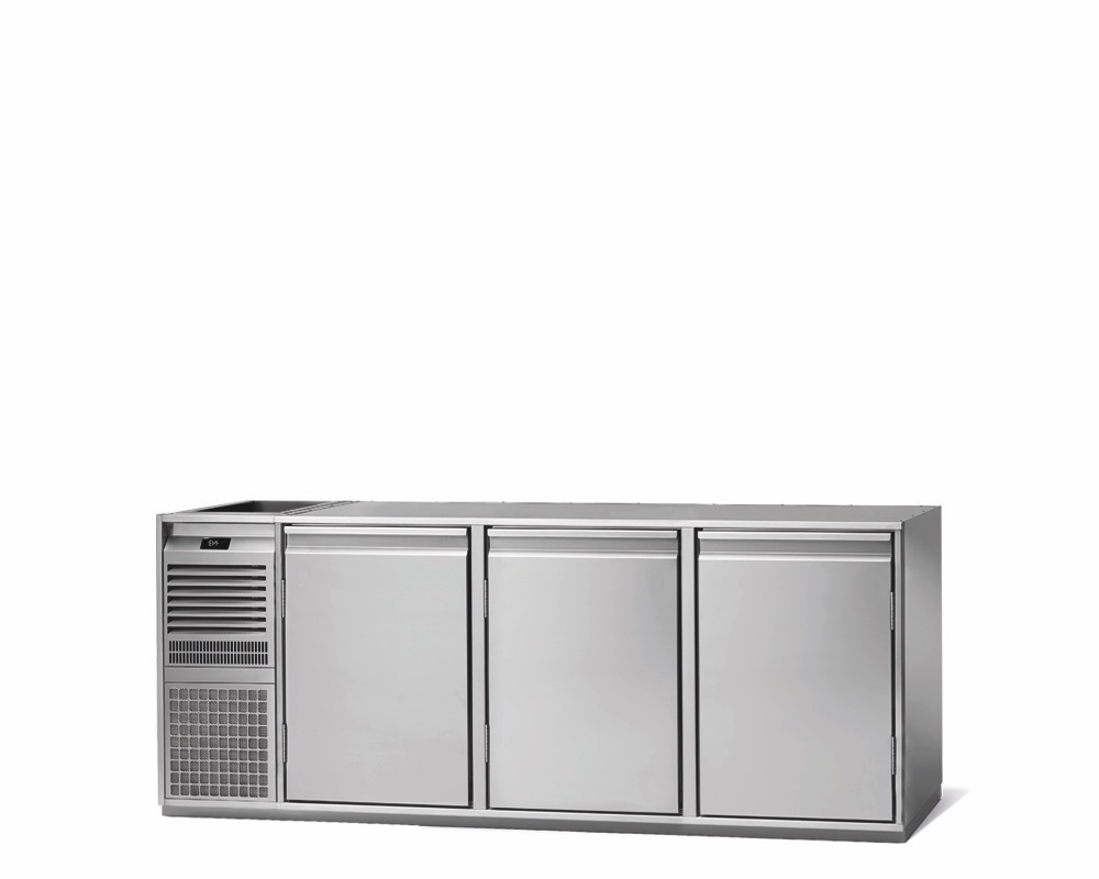 3-DOOR REFRIGERATED BEVERAGE COUNTER, 580mm DEPTH